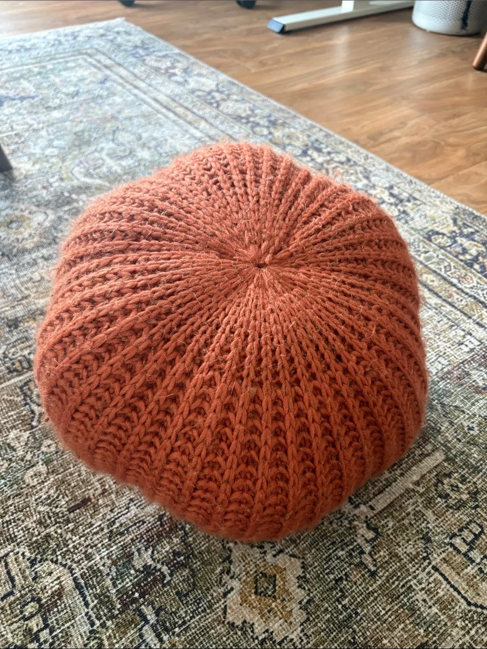 Target Knit Pumpkin Pillow in Rust Orange with Tan Stem